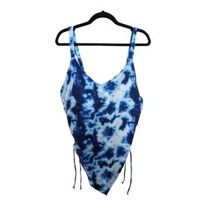 NEW Cyn & Luca Blue & White Tie Dye One Piece Swimsuit Size 3X